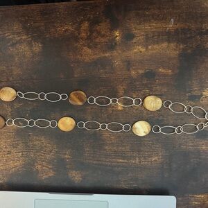 Elegant Silver and Brown Chain Necklace